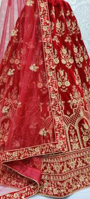 Red and Maroon Embroidery Lehenga Choli Gujju Fashions Designer Lehnga Choli