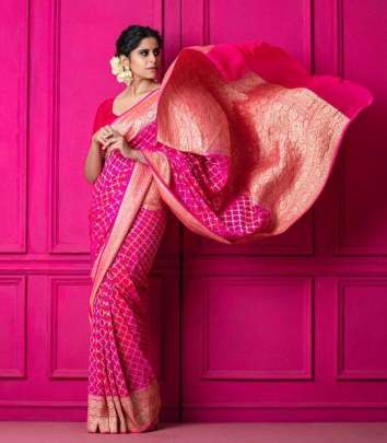 SOFT LICHI SILK saree Gujju Fashion Designer Sarees