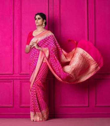 SOFT LICHI SILK saree Gujju Fashion Designer Sarees