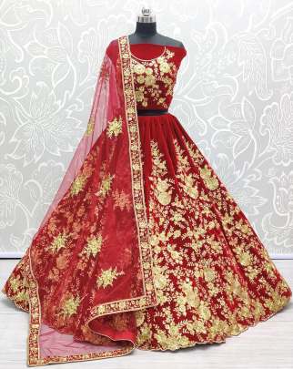 Seqence Work & Zari Embroidery Designer Velvet Lehenga Choli Gujju Fashions Designer Lehnga Choli