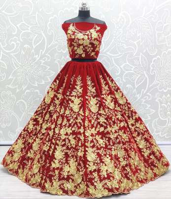 Seqence Work & Zari Embroidery Designer Velvet Lehenga Choli Gujju Fashions Designer Lehnga Choli