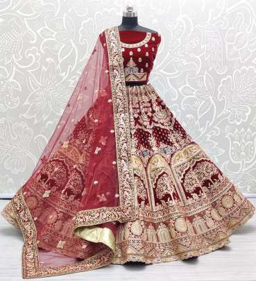 Sequence Embroidery with Dori Designer Wedding wear Lehenga Choli Gujju Fashions