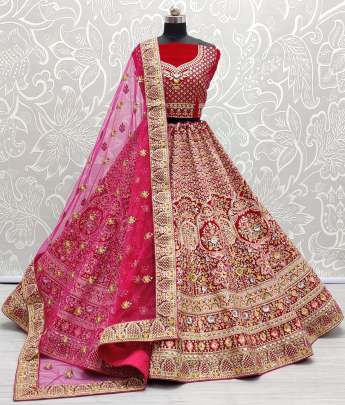 Sequence Work Wedding wear Velvet Bridal Lehenga Choli Gujju Fashions Designer Lehnga Choli