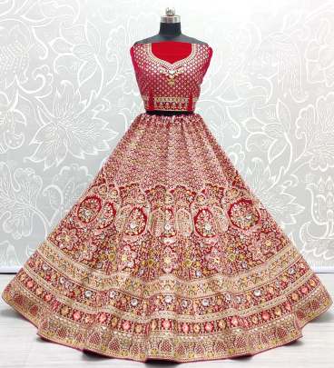 Sequence Work Wedding wear Velvet Bridal Lehenga Choli Gujju Fashions Designer Lehnga Choli