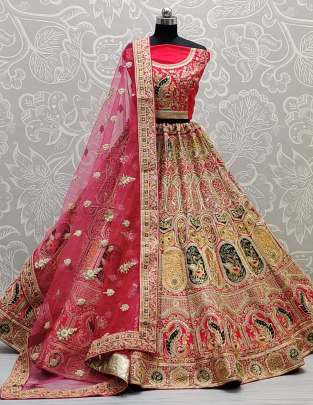 Sequence Work and Dori Embroidery Slub Silk Bridal Lehenga Choli Gujju Fashions Designer Lehnga Choli