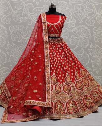 Sequence and Dori Embroidery Art Silk Lehenga Choli Gujju Fashions