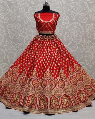 Sequence and Dori Embroidery Art Silk Lehenga Choli Gujju Fashions Designer Lehnga Choli