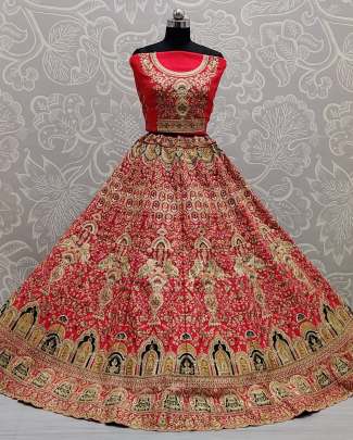 Silk Slub Dori Embroidery Bridal Lehenga Choli Gujju Fashions Designer Lehnga Choli