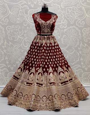 Sober Work Semi Bridal Lehenga Choli Partywear Pink and Maroon Gujju Fashions Designer Lehnga Choli