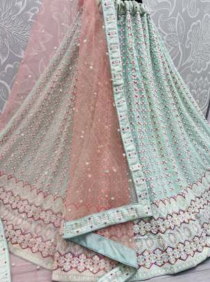 Thread Embroidery & Multi Work Designer Georgette Bridal Lehenga Choli Gujju Fashions Designer Lehnga Choli