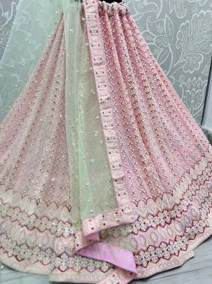 Thread Embroidery & Multi Work Designer Georgette Bridal Lehenga Choli Gujju Fashions Designer Lehnga Choli