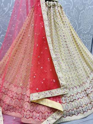 Thread Embroidery & Multi Work Designer Georgette Bridal Lehenga Choli Gujju Fashions Designer Lehnga Choli