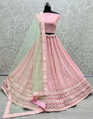 Thread Embroidery & Multi Work Designer Georgette Bridal Lehenga Choli Gujju Fashions Designer Lehnga Choli