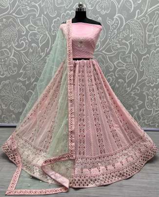 Thread Embroidery Stylish Designer Wedding Wear Lehenga Choli Gujju Fashions
