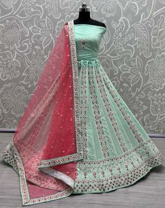 Thread Embroidery Stylish Designer Wedding Wear Lehenga Choli Gujju Fashions Designer Lehnga Choli