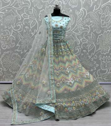 Thread Embroidery combine With Zari Work Lehenga Choli Gujju Fashions Designer Lehnga Choli