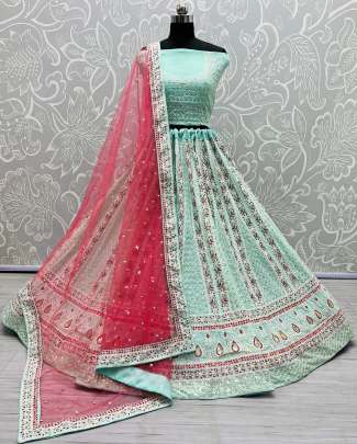 Thread Work & Sequence Work Georgette Beautiful Bridal Lehenga Choli Gujju Fashions Designer Lehnga Choli