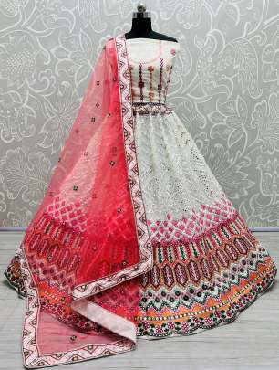 Thread Work with Paper Mirror Crafted Designer Bollywood Lehenga choli Gujju Fashions