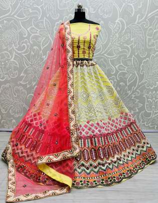 Thread Work with Paper Mirror Crafted Designer Bollywood Lehenga choli Gujju Fashions Designer Lehnga Choli