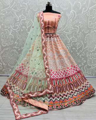 Thread Work with Paper Mirror Crafted Designer Bollywood Lehenga choli Gujju Fashions Designer Lehnga Choli