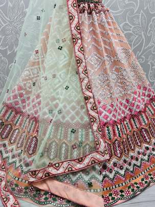 Thread Work with Paper Mirror Crafted Designer Bollywood Lehenga choli Gujju Fashions Designer Lehnga Choli