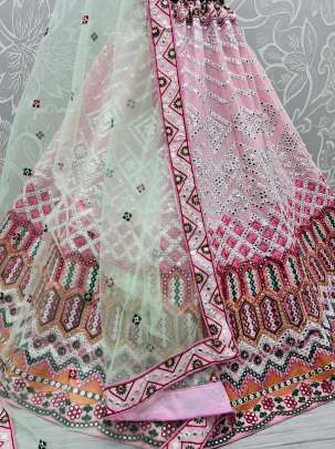 Thread Work with Paper Mirror Crafted Designer Bollywood Lehenga choli Gujju Fashions Designer Lehnga Choli