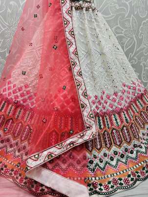 Thread Work with Paper Mirror Crafted Designer Bollywood Lehenga choli Gujju Fashions Designer Lehnga Choli