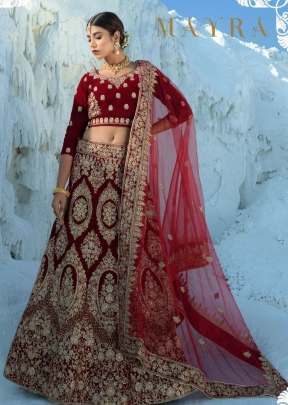 Velvet Bridal Wedding Wear Embroidery Work Lehenga Choli Gujju Fashions