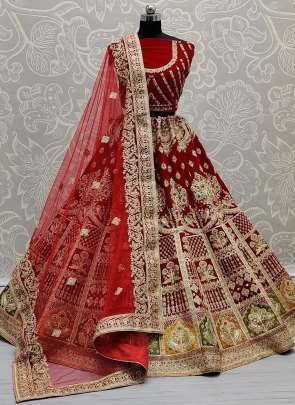 Velvet Bridal Wedding wear Sequence Designer Work Lehenga Choli Gujju Fashions Designer Lehnga Choli