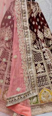 Velvet Bridal Wedding wear Sequence Designer Work Lehenga Choli Gujju Fashions Designer Lehnga Choli