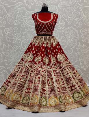 Velvet Bridal Wedding wear Sequence Designer Work Lehenga Choli Gujju Fashions Designer Lehnga Choli