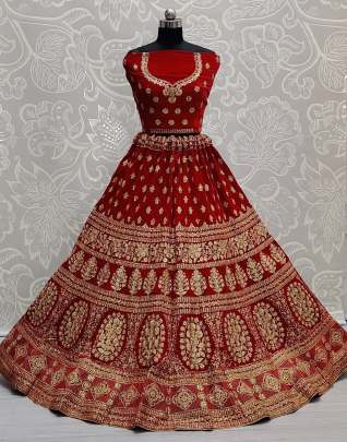 Velvet Lehenga Choli in Red and Maroon With Zircon Gujju Fashions Designer Lehnga Choli