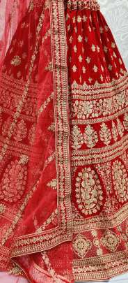 Velvet Lehenga Choli in Red and Maroon With Zircon Gujju Fashions Designer Lehnga Choli