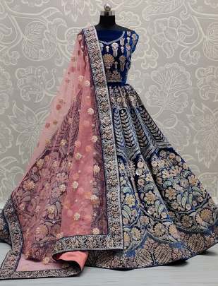 Velvet Wedding Wear Designer Sequence Work Lehenga Choli Gujju Fashions Designer Lehnga Choli