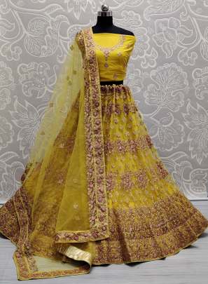 Wedding Wear Attractive Embroidery Net Lehenga Choli Gujju Fashions Designer Lehnga Choli