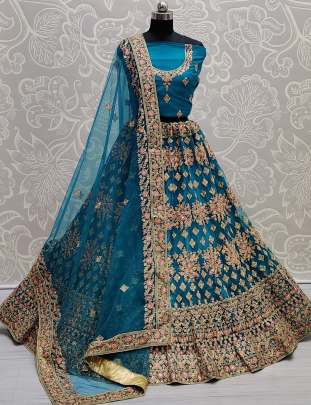 Wedding Wear Attractive Embroidery Net Lehenga Choli Gujju Fashions Designer Lehnga Choli