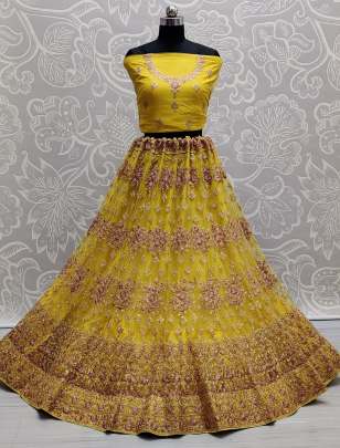 Wedding Wear Attractive Embroidery Net Lehenga Choli Gujju Fashions Designer Lehnga Choli