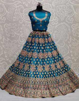 Wedding Wear Attractive Embroidery Net Lehenga Choli Gujju Fashions Designer Lehnga Choli