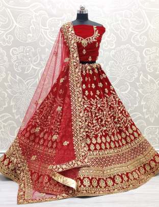 Wedding Wear Beautiful Dori Work and Velvet Lehenga Choli Gujju Fashions Designer Lehnga Choli