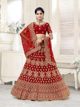 Wedding Wear Bridal Net Embroidery Work Lehenga Choli Gujju Fashions