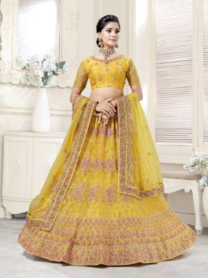 Wedding Wear Bridal Net Embroidery Work Lehenga Choli Gujju Fashions Designer Lehnga Choli