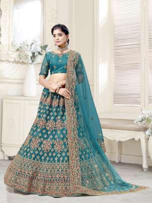 Wedding Wear Bridal Net Embroidery Work Lehenga Choli Gujju Fashions Designer Lehnga Choli