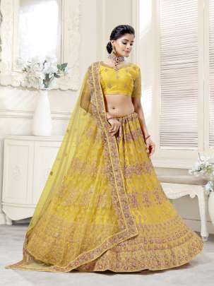 Wedding Wear Bridal Net Embroidery Work Lehenga Choli Gujju Fashions Designer Lehnga Choli