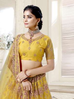 Wedding Wear Bridal Net Embroidery Work Lehenga Choli Gujju Fashions Designer Lehnga Choli