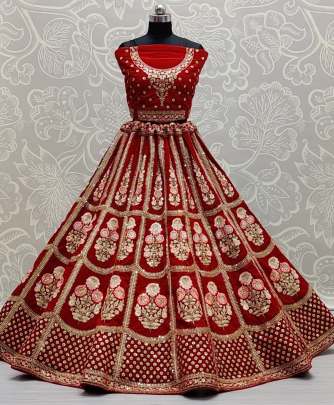 Wedding Wear Designer Hreavy Work Velvet Bridal Lehenga Choli Gujju Fashions Designer Lehnga Choli