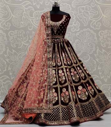 Wedding Wear Designer Hreavy Work Velvet Bridal Lehenga Choli Gujju Fashions Designer Lehnga Choli