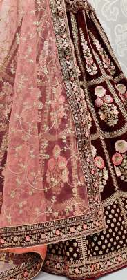 Wedding Wear Designer Hreavy Work Velvet Bridal Lehenga Choli Gujju Fashions Designer Lehnga Choli