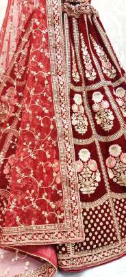 Wedding Wear Designer Hreavy Work Velvet Bridal Lehenga Choli Gujju Fashions Designer Lehnga Choli