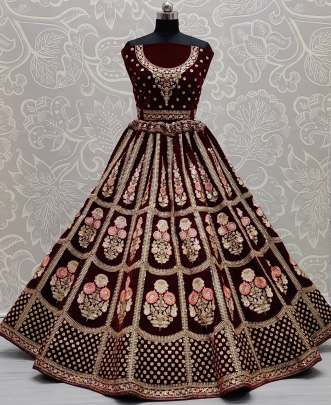 Wedding Wear Designer Hreavy Work Velvet Bridal Lehenga Choli Gujju Fashions Designer Lehnga Choli