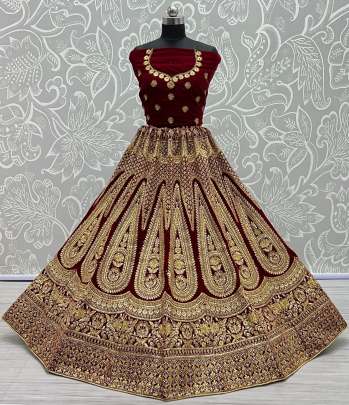 Wedding Wear  Dori Embroidery Velvet Lehenga Choli Gujju Fashions Designer Lehnga Choli